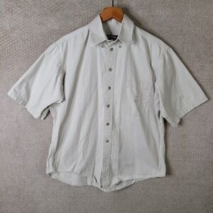 Ruff Hewn Shirt Mens Medium Beige Button Down Cotton Safari Outdoor‎ Logo Khaki